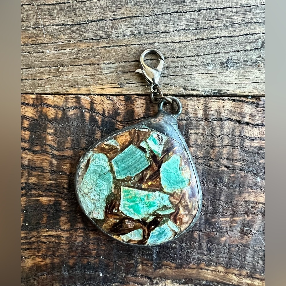 Unique Stone pendant Green Sea Sediment Jasper